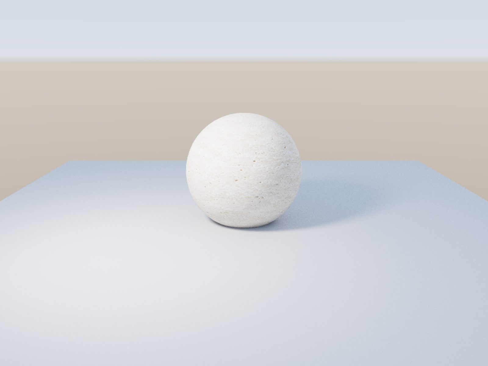Sfera in travertino con normal e roughness procedurali, resa in Lumasmith