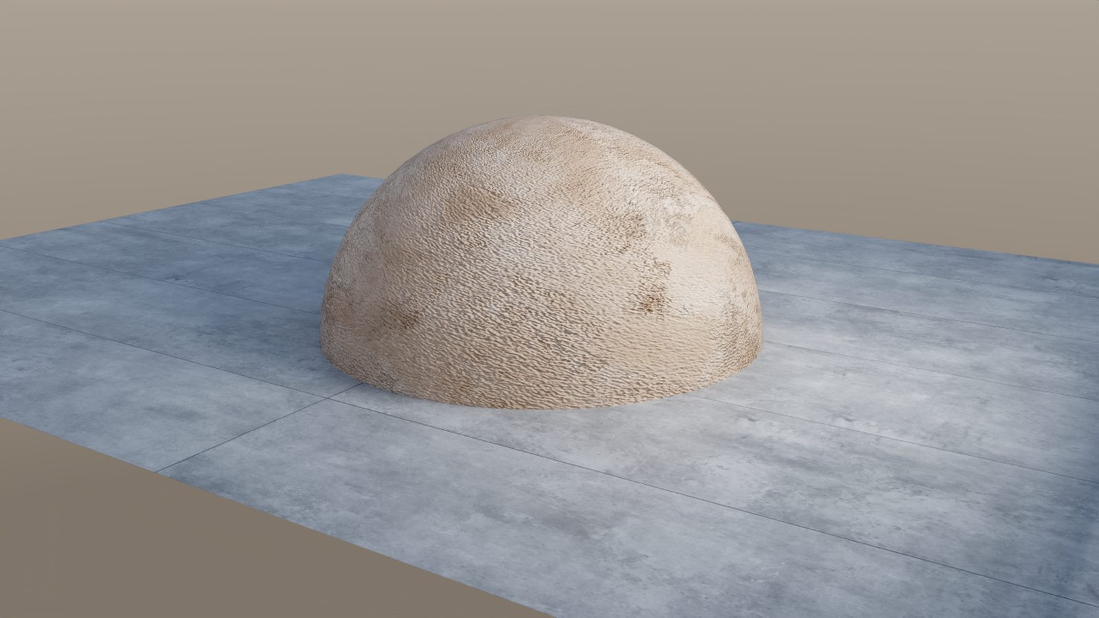 Cupola in Basic Stone su pavimento Concrete Tiles, entrambi convertiti da materiali Cinema 4D